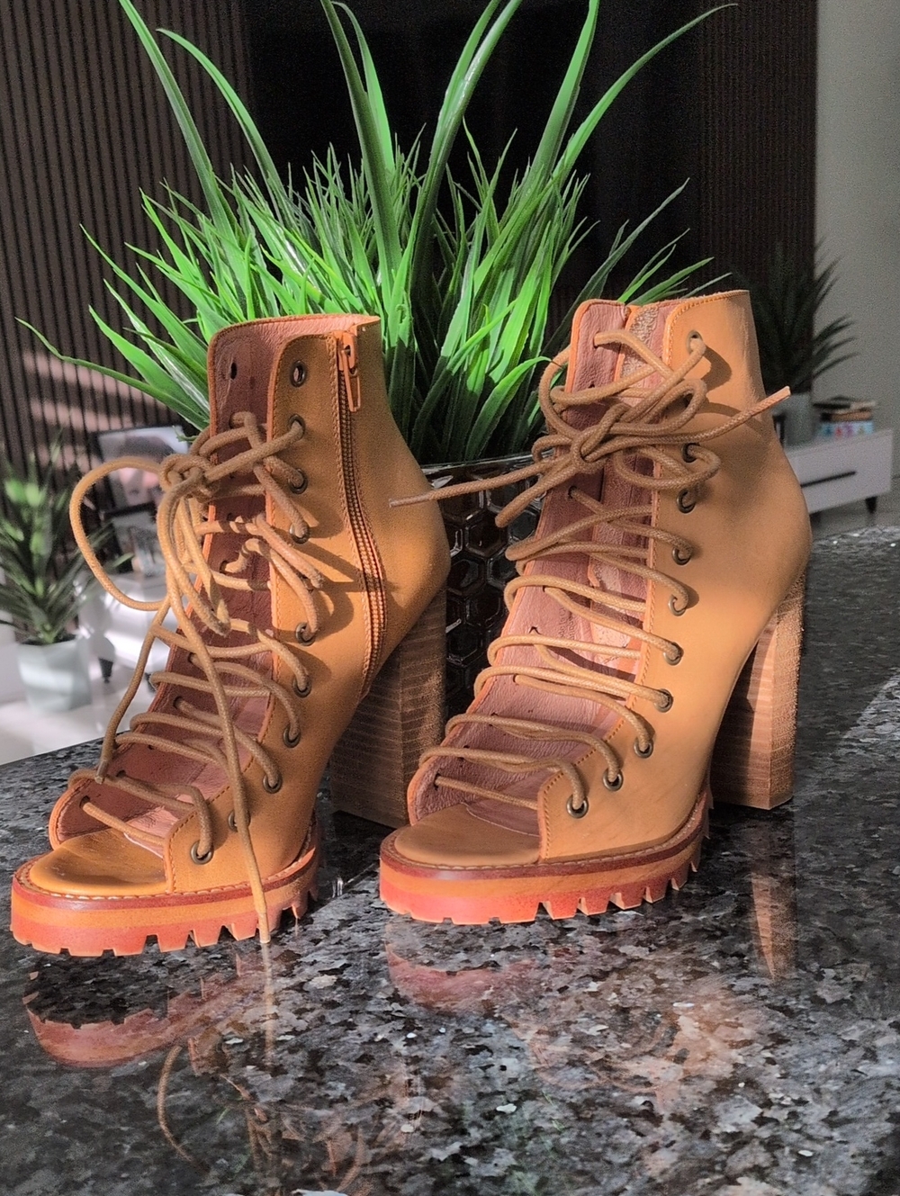 Jeffrey Campbell /Free People Lace-Up Open-Toe Heeled Boots
